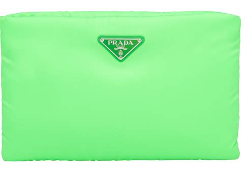 prada clutch padded nylon medium green|prada nylon tessuto shoulder bag.